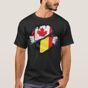 Camiseta Bandeira das Raízes das Mãos Canadianas da Bélgica