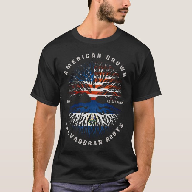 Camiseta Bandeira das Raízes Salvadorenhas Americanas (Frente)