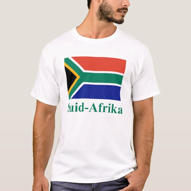 Camiseta Bandeira de África do Sul com nome no holandês (Frente)