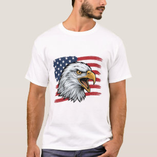 Camiseta Bandeira de Águia Patriótica Design Vetorial Vinta