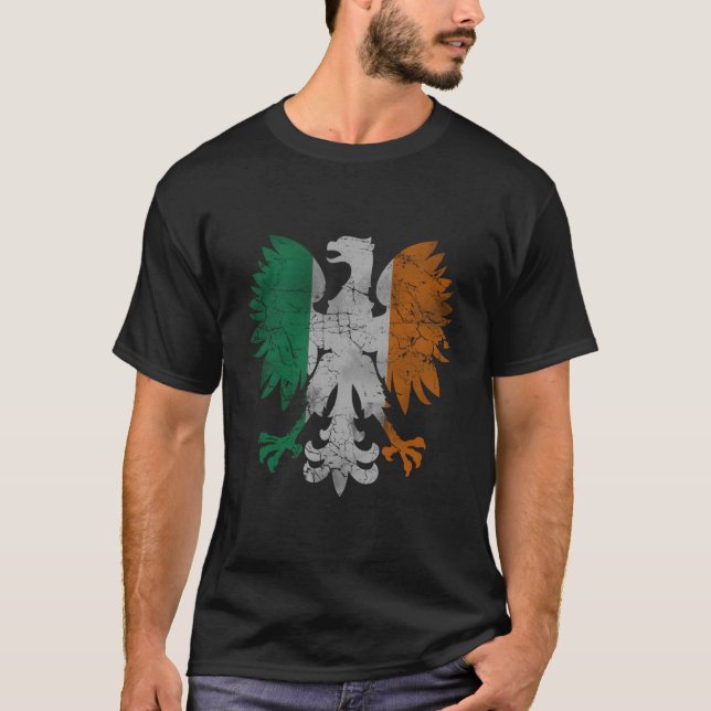 Camiseta Bandeira de Águia Polonesa Irlandesa (Frente)