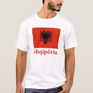 Camiseta Bandeira de Albânia com nome no albanês
