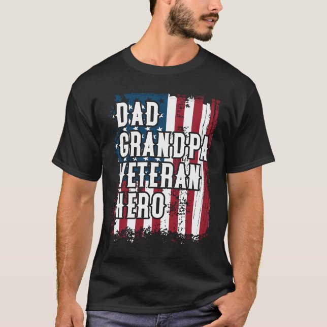 Camiseta Bandeira de Amercian do herói do veterano do vovô (Frente)