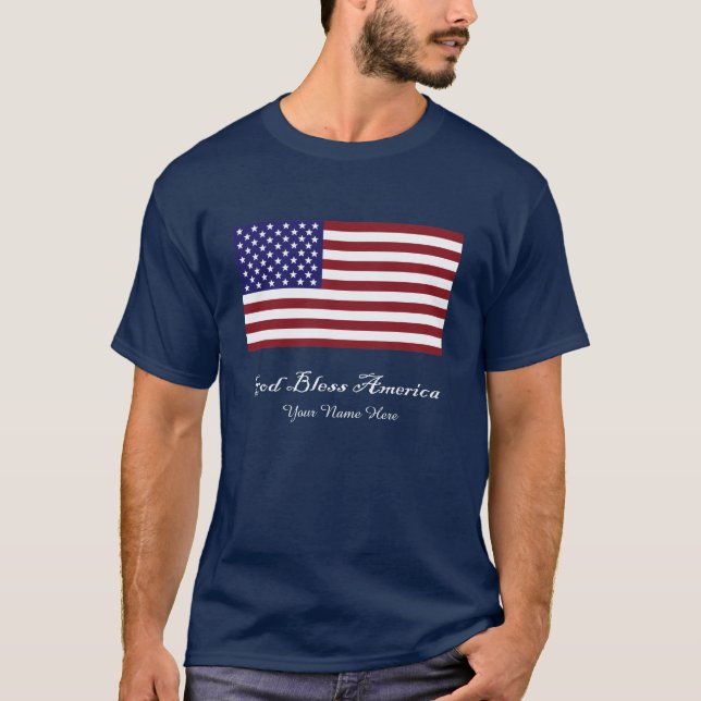 Camiseta Bandeira de América dos deus abençoe (Frente)