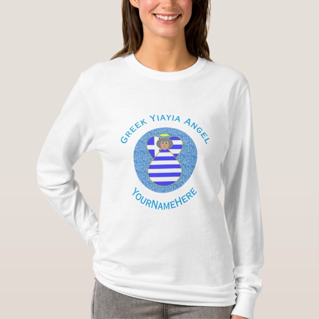 Camiseta Bandeira de Anjo Loira Grega Personalizada (Frente)