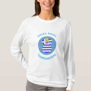 Camiseta Bandeira de Anjo Loura Grega Personalizada