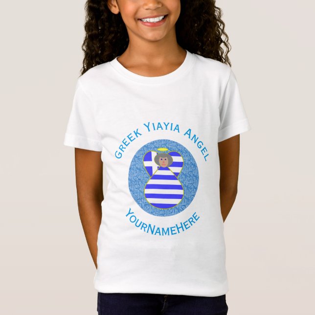 Camiseta Bandeira de Anjo Yiayia Grega Personalizada (Frente)
