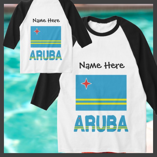 Camiseta Bandeira de Aruba e Aruban Personalizada com Lado  (Criador carregado)