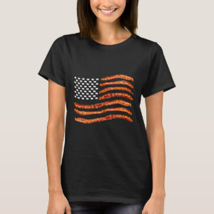 Camiseta Bandeira de Bacon dos EUA Adorável Porcos Secos do