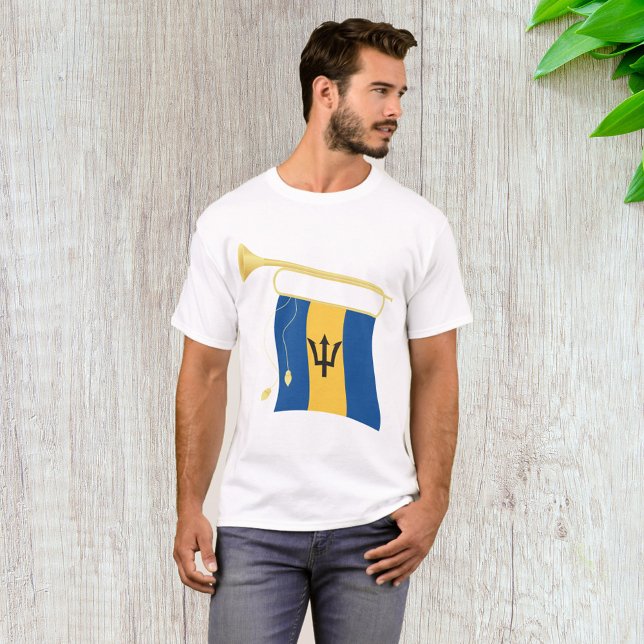 Camiseta Bandeira de Barbados com Caribe Patriótico da Flor (Criador carregado)