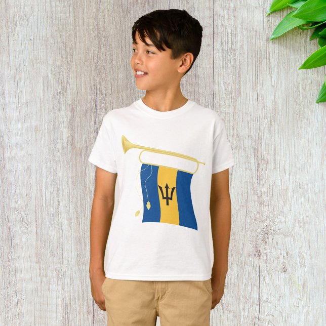Camiseta Bandeira de Barbados com Caribe Patriótico da Flor (Criador carregado)