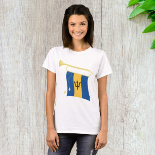 Camiseta Bandeira de Barbados com Caribe Patriótico da Flor