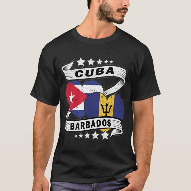 Camiseta Bandeira De Barbados E Cuba (Frente)