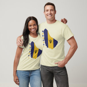 Camiseta Bandeira De Barbados No Mapa Do País