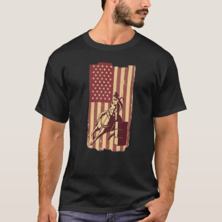 Camiseta Bandeira de Barrel Racing Rodeo Horse Racing EUA