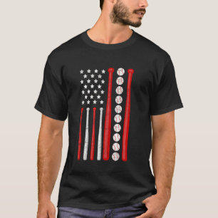 Camiseta Bandeira de Beisebol Americana Patriótica Vintage