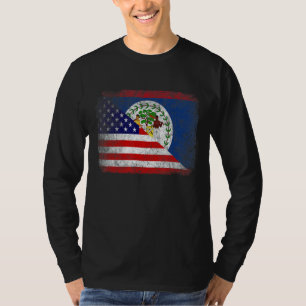 Camiseta Bandeira de Belize Patriótica Americana Afastada