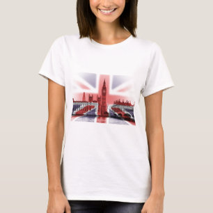 Camiseta Bandeira de Big Ben Londres e de Union Jack