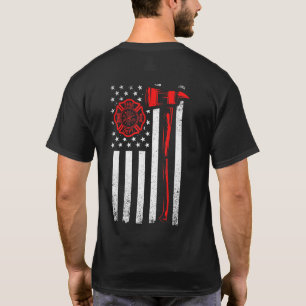 Camiseta Bandeira De Bombeiro Com Bandeira Ax E Dos Eua