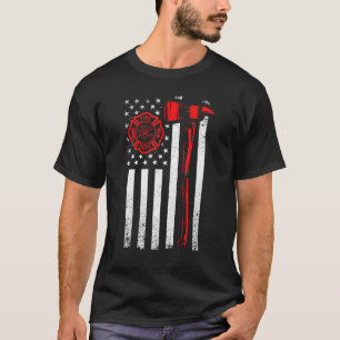 Camiseta Bandeira De Bombeiro Com Bandeira Ax E Dos Eua