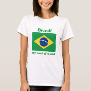 Camiseta Bandeira de Brasil + Mapa + T-shirt do texto