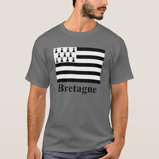 Camiseta Bandeira de Brittany com nome em francês (Frente)