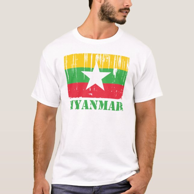 Camiseta Bandeira de Burma Myanmar (Frente)