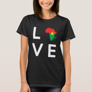 Camiseta Bandeira de Burquina Faso Amor África Silhueta do