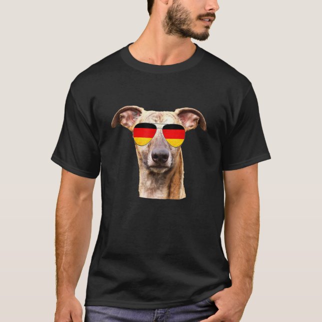 Camiseta Bandeira de Cachorro Alemã Óculos de Sol Ventilado (Frente)
