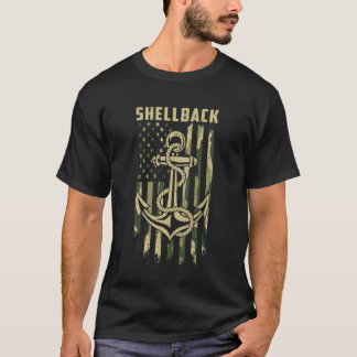 Camiseta Bandeira de Camuflagem Âncora Shellback Marinheiro