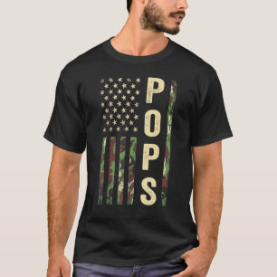 Camiseta Bandeira de Camuflagem Militar Americana Pops Masc