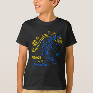Camiseta Bandeira de Cavalo Ucraniano Paz e Liberdade Ucrân