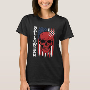 Camiseta Bandeira de Caveira de Halloween Vetor Design_1
