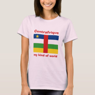 Camiseta Bandeira de Centrafrique + Mapa + T-shirt do texto