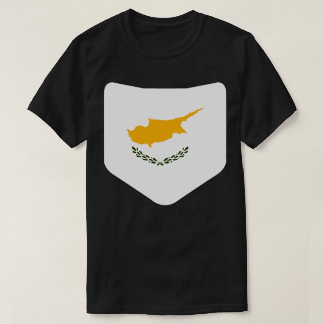 Camiseta Bandeira de Chipre com Pocket Pullo de Bandeira Ci (Frente do Design)