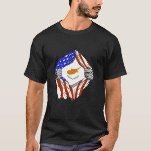 Camiseta Bandeira de Chipre EUA América Peito Orgulho Cipri