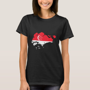 Camiseta Bandeira de Cingapura no contorno de Singapura