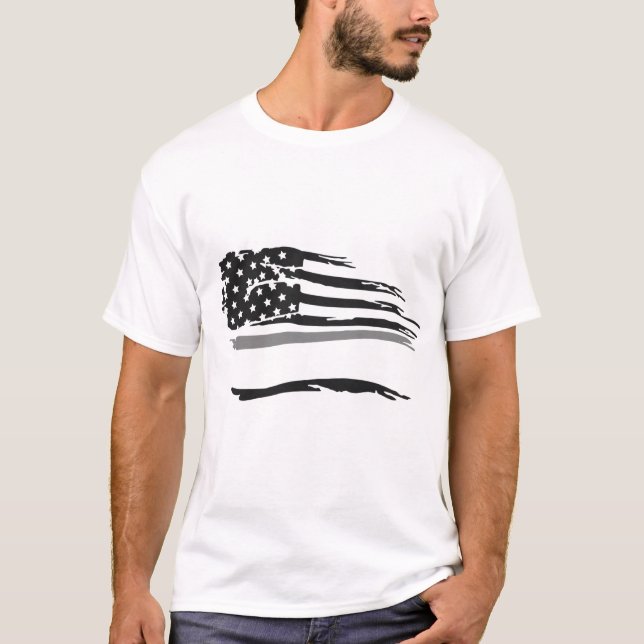 Camiseta Bandeira de Cinza dos Oficiais de Ondas Grunge (Frente)