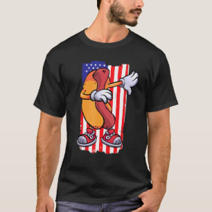 Camiseta Bandeira de Comida de dança de cachorro quente 4 d