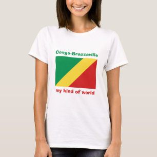 Camiseta Bandeira de Congo-Brazzaville + Mapa + T-shirt do