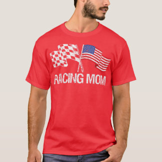 Camiseta Bandeira De Corrida Da Mãe Usa Para Race Car Parti