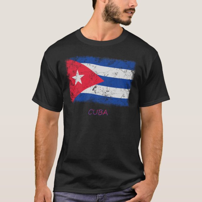 Camiseta Bandeira de Cuba do Grunge (Frente)