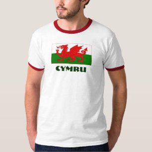 Camiseta Bandeira de Cymru/Galês com texto de Cymru