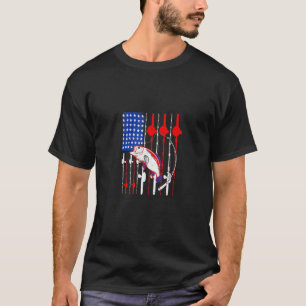 Camiseta Bandeira de Design de Pesca EUA Pesca Peixe