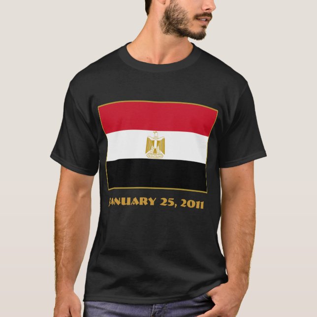 Camiseta Bandeira de EGIPTO com data do 25 de janeiro de (Frente)
