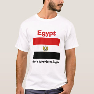 Camiseta Bandeira de Egipto + Mapa + T-shirt do texto