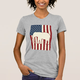 Camiseta Bandeira de Elefante Patriótico Design Vetorial Vi
