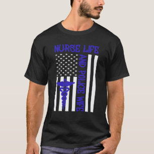 Camiseta Bandeira de Enfermeira e Esposa de Policial Americ