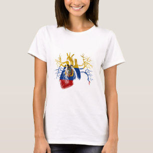Camiseta Bandeira de Equador no coração real