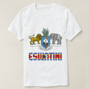 Camiseta Bandeira de Eswatini e Casaco de Armas Patriótica